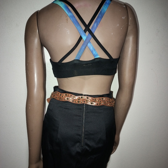 Miss Sixty Brown Criss Cross Studded Leather Belt Sz M. EUC - Picture 2 of 16